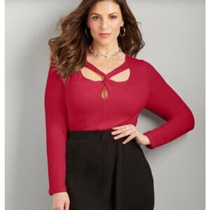 Plus Size 5X Women's 38/40 | Bodycon French Twist Long Sleeve Stretchy Knit Top